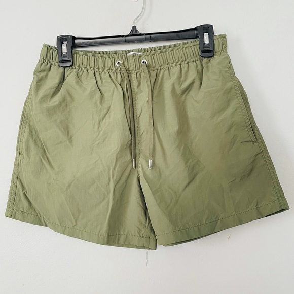 Zara High Waisted Olive Green Shorts Size Small Gym Workout Running - Picture 1 of 3